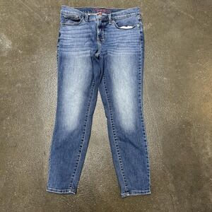 Lucky Brand Jeans Womens 8 Blue Medium Wash Skinny Ankle Distressed Denim